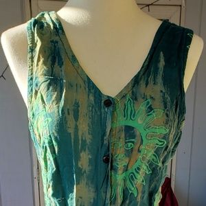 Vintage Green Tie Dye Summer dress